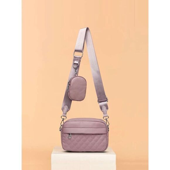 Quilted Crossbody Bags for Women Wide Strap Rectangle Shoulder Bags - Picture 2 of 7